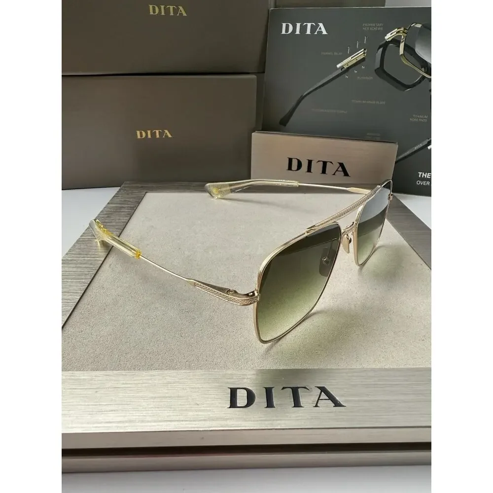 DITA FLIGHT SEVEN DTS 111 07 Brushed Gold Green Gradient Sunglasses AUTHENTIC